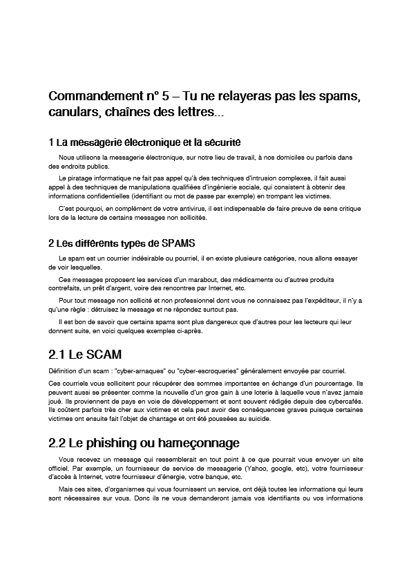 5- Tu ne relayeras pas les spams, chaines des lettres
