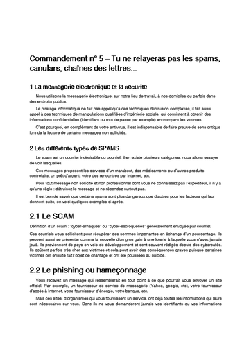 5- Tu ne relayeras pas les spams, chaines des lettres